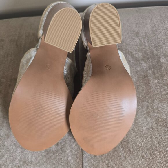 Diba True Ivy Road Silver Glitter Block Heel Mule 8.5 3″ - Picture 4 of 5